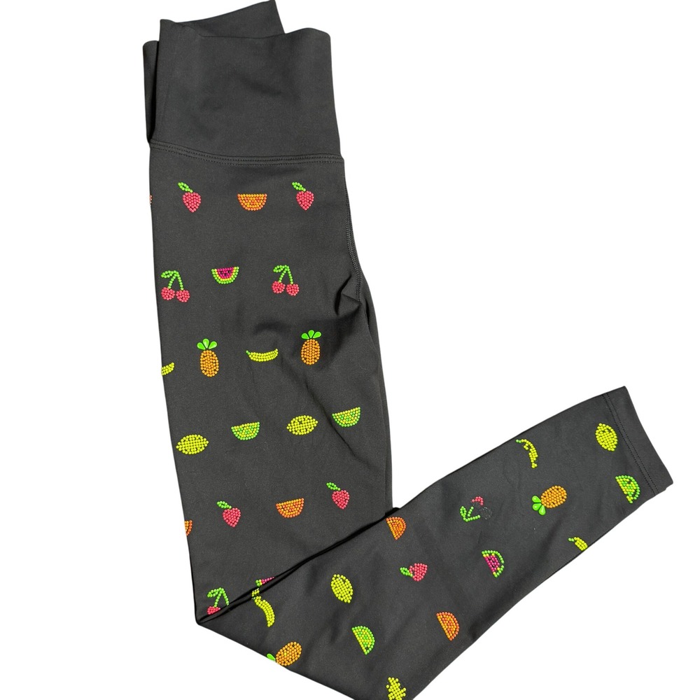 Beach Riot Fruita Studded Leggings Womens M Black Novelty Kitschy Athleisure